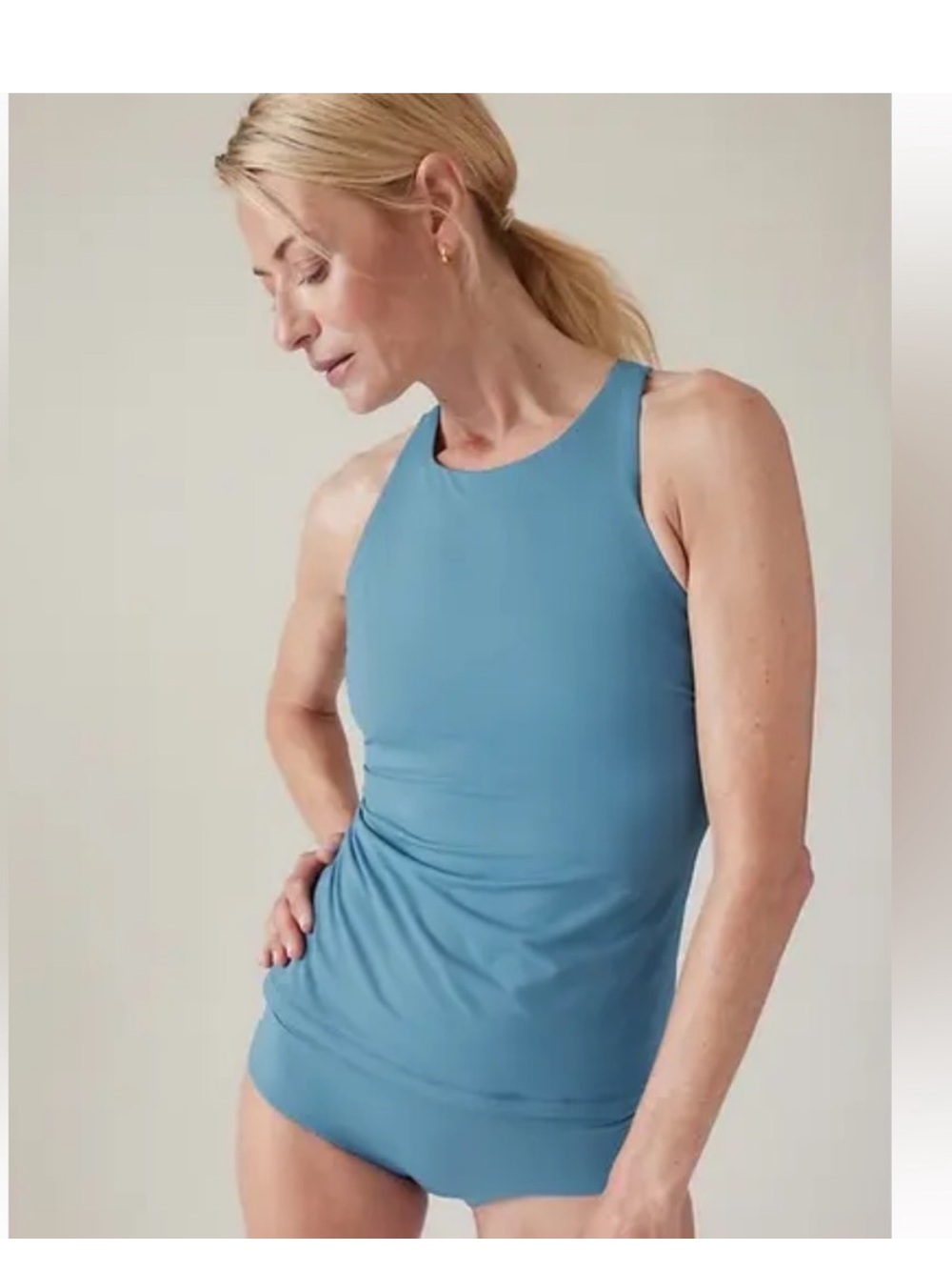 Athleta Maldives Bra Cup Tankini Top Skylark Blue 36 D/DD Bottom XL NWT